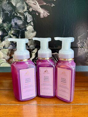 NEW 3-Pc BLACK CHERRY MERLOT Foaming Hand Soap Bath & Body Works